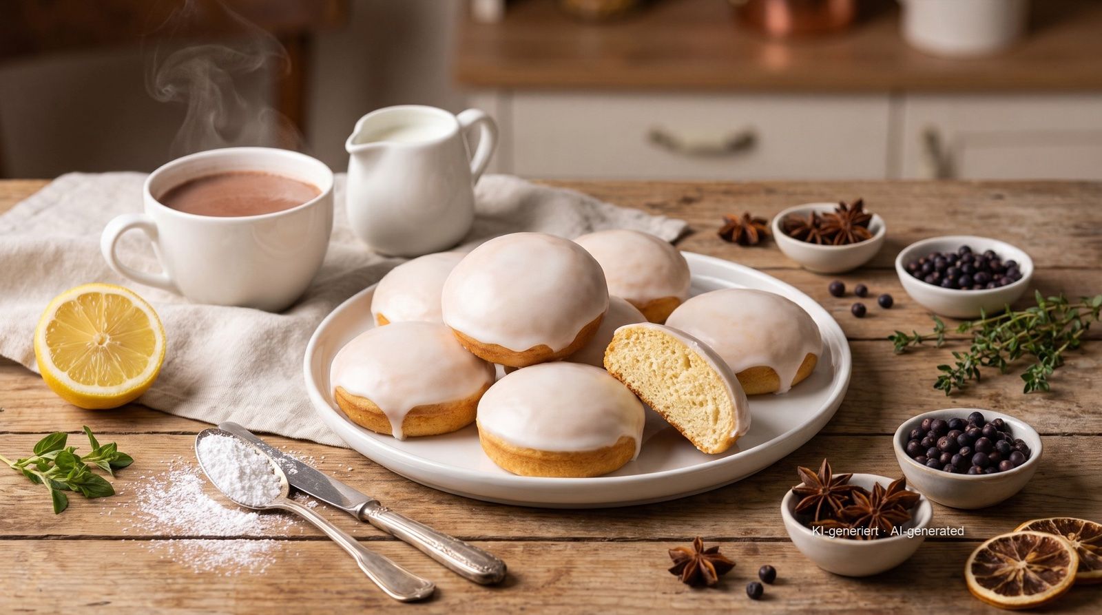 Amerikaner (soft iced sponge rounds) from the airfryer