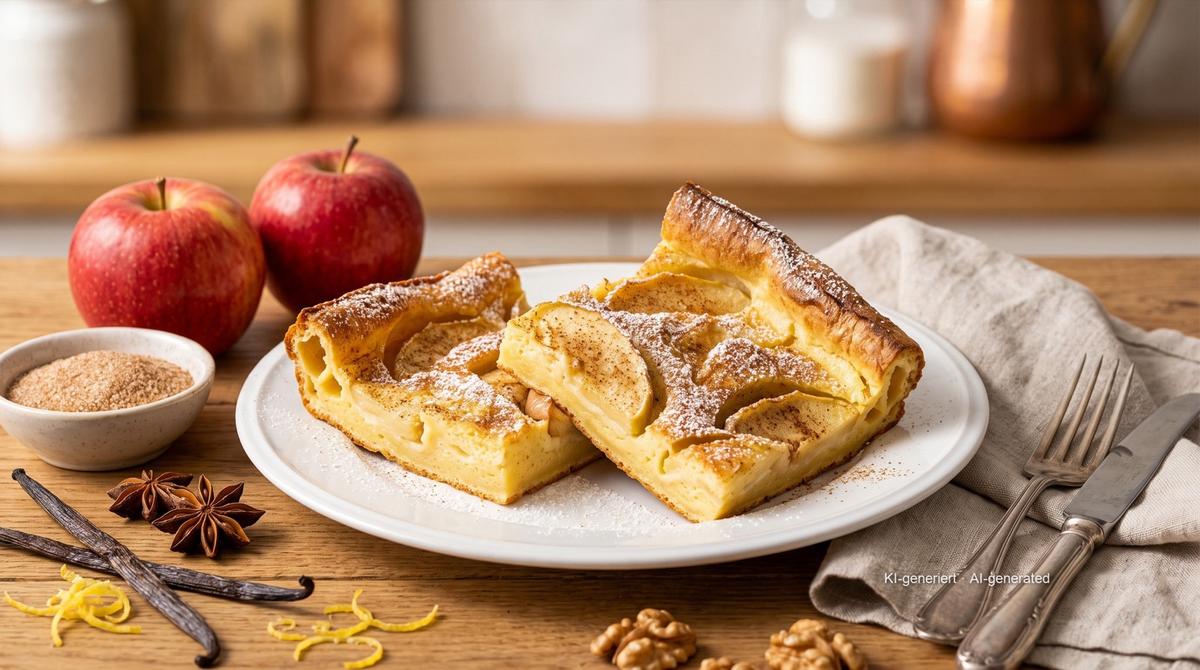 Crêpe épaisse aux pommes en petit moule à l'airfryer – Recipe and image AI-created, editorially reviewed