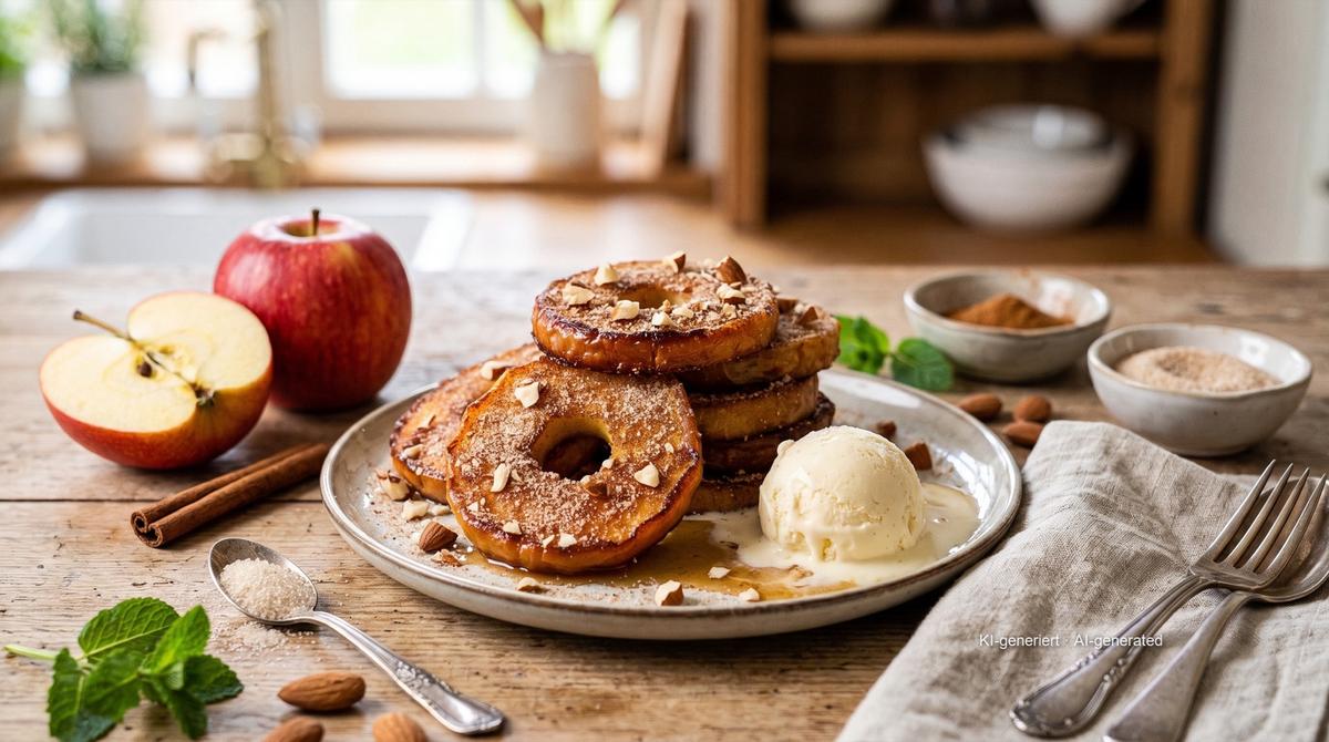 Rondelles de pomme à l'airfryer – Rezept und Bild mit KI erstellt, redaktionell geprüft