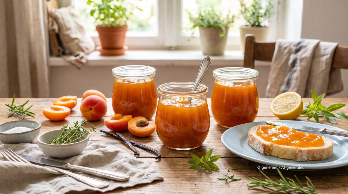 Confiture d'abricots – Rezept und Bild mit KI erstellt, redaktionell geprüft
