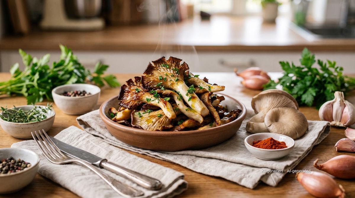 Pleurotes à l'airfryer – Rezept und Bild mit KI erstellt, redaktionell geprüft