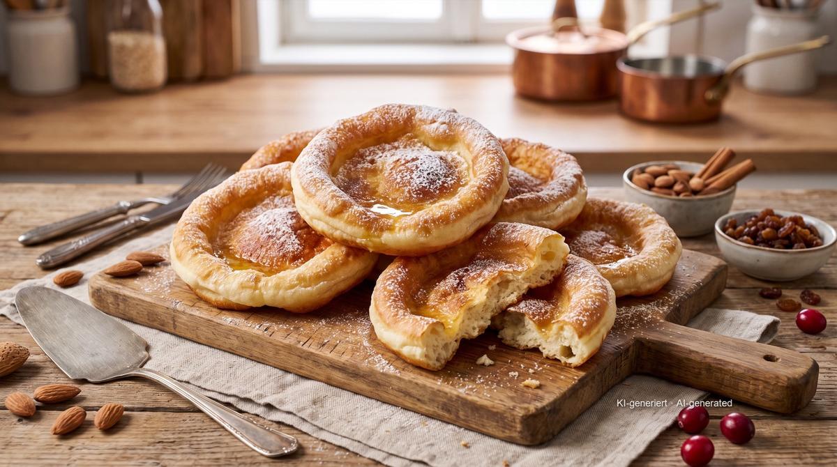 Auszogne (beignets bavarois étirés) – Rezept und Bild mit KI erstellt, redaktionell geprüft