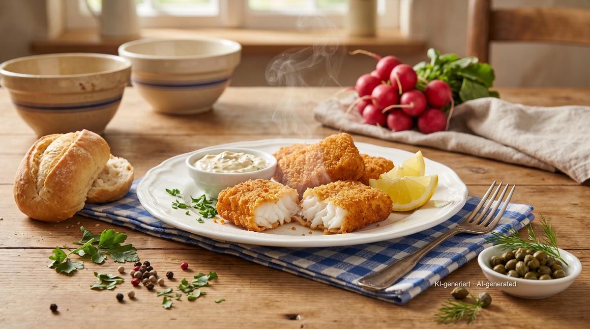 Backfisch (poisson pané) à l'airfryer – Rezept und Bild mit KI erstellt, redaktionell geprüft