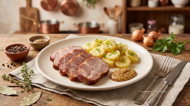 Badisches Schäufele(巴登烟熏猪肩肉)配土豆沙拉