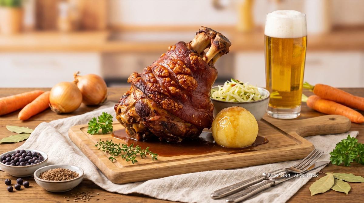Schweinshaxe bavaroise (jarret de porc rôti) – Recipe and image AI-created, editorially reviewed