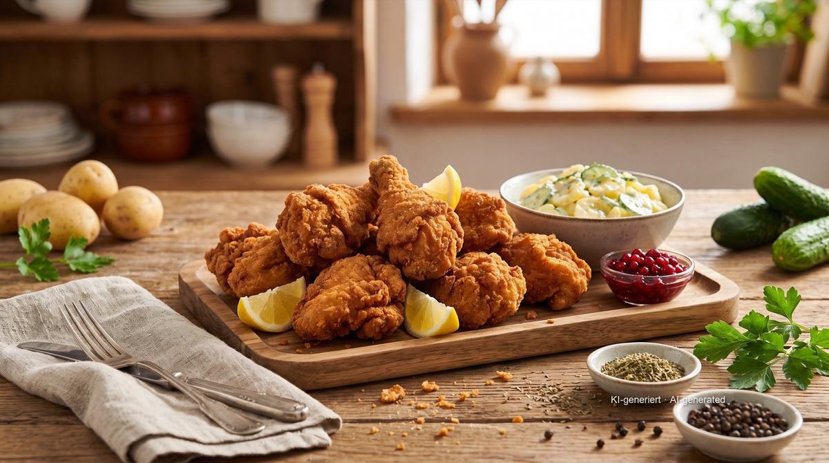 Backhendl bavarois (poulet pané frit) – Rezept und Bild mit KI erstellt, redaktionell geprüft
