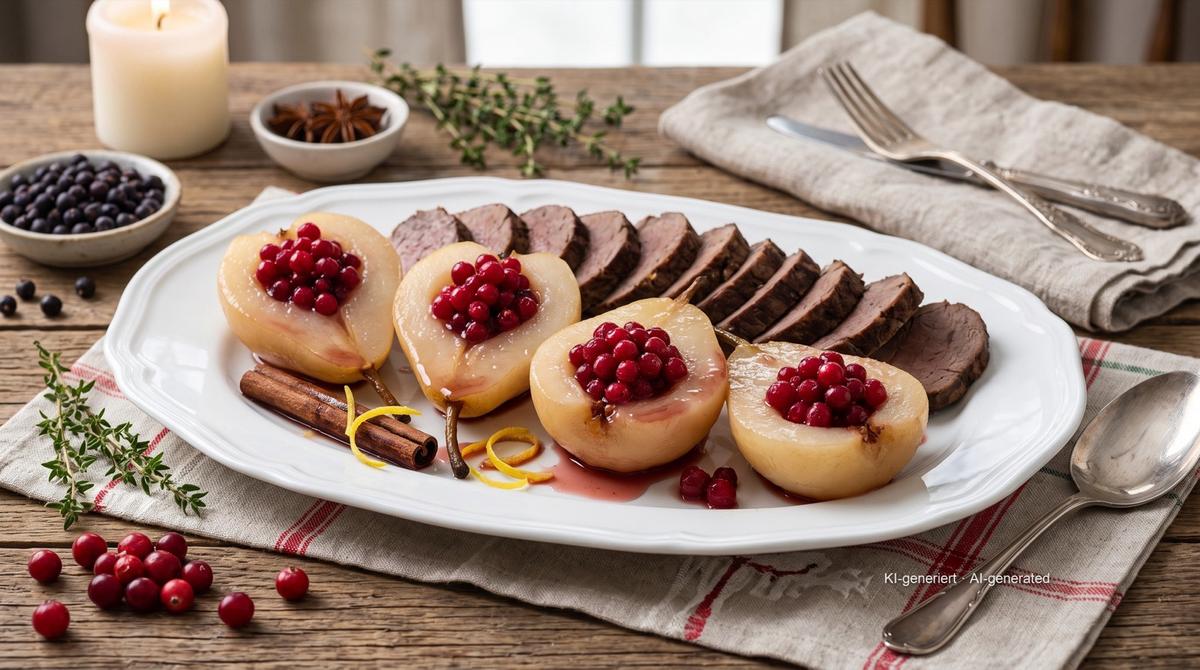 Poires aux airelles – Recipe and image AI-created, editorially reviewed