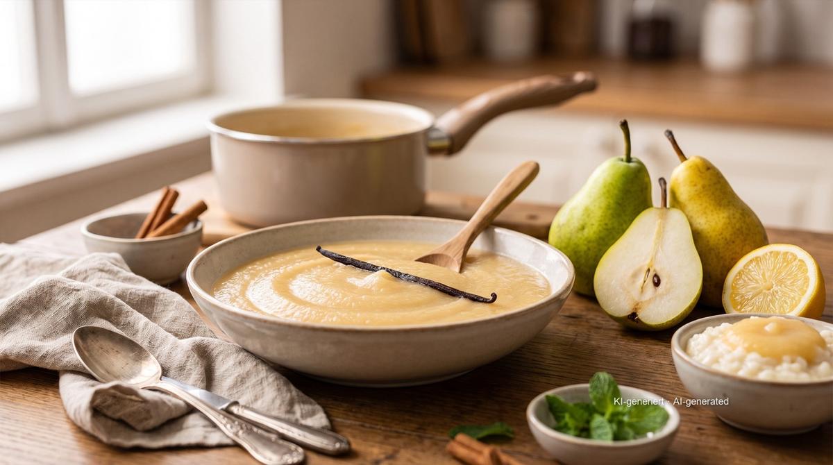 Compote de poires – Rezept und Bild mit KI erstellt, redaktionell geprüft