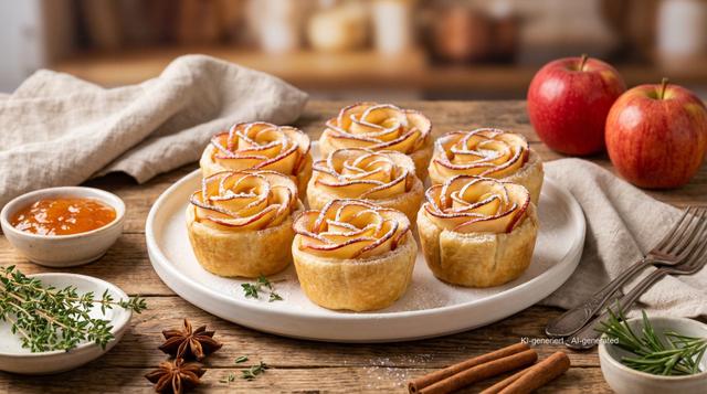 Mawar Apel Puff Pastry dengan Air Fryer