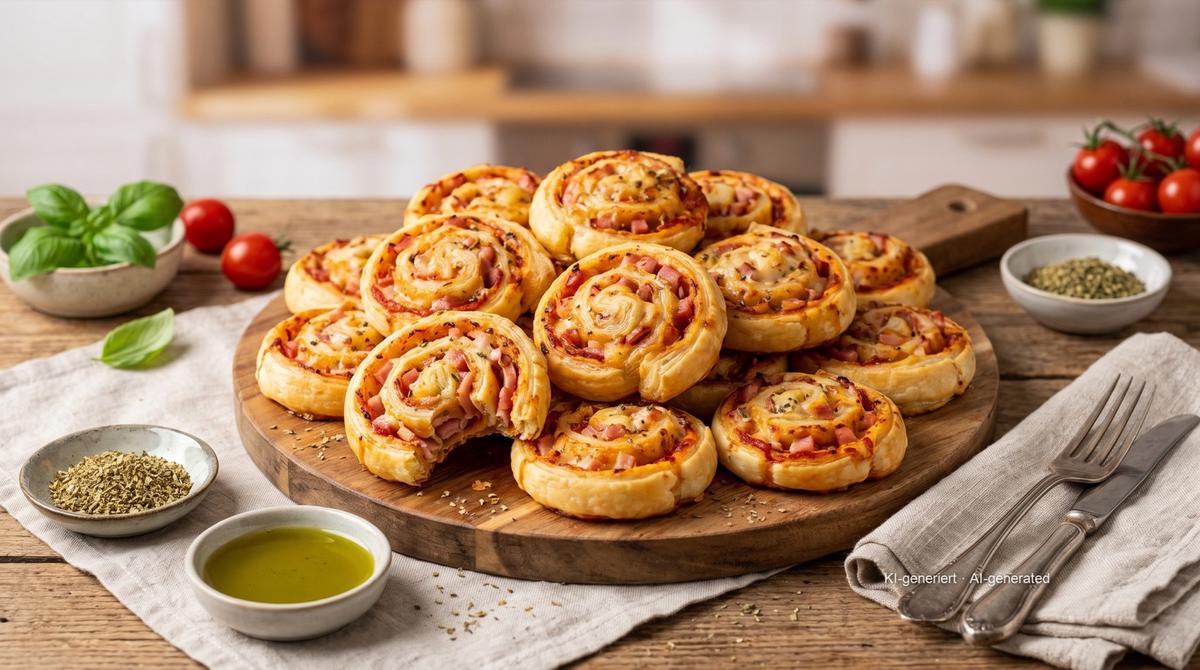 Escargots feuilletés façon pizza à l'Airfryer – Rezept und Bild mit KI erstellt, redaktionell geprüft