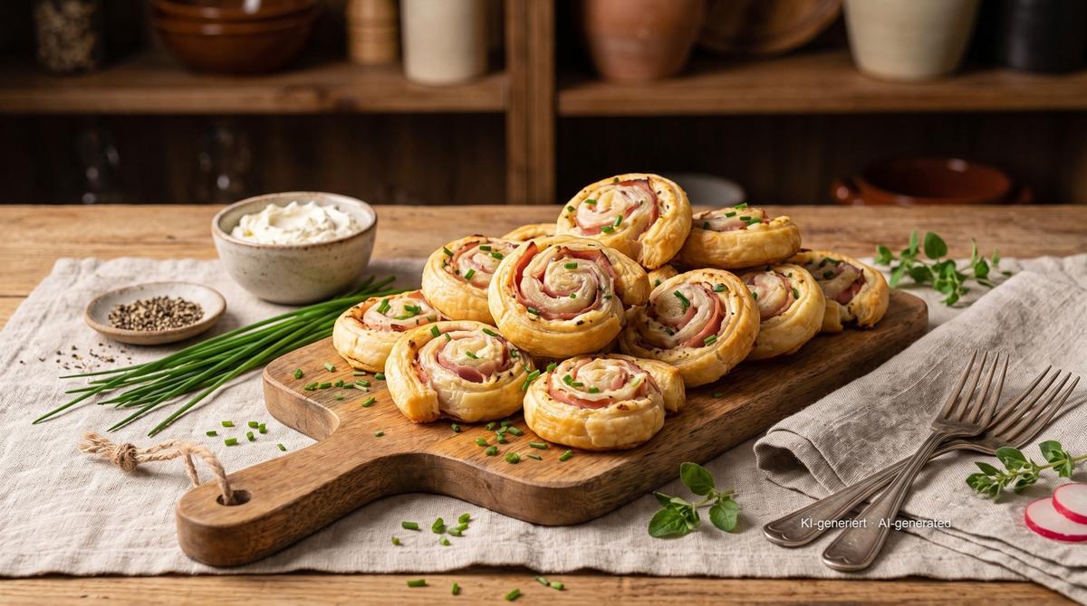 Escargots feuilletés au jambon à l'Airfryer – Rezept und Bild mit KI erstellt, redaktionell geprüft