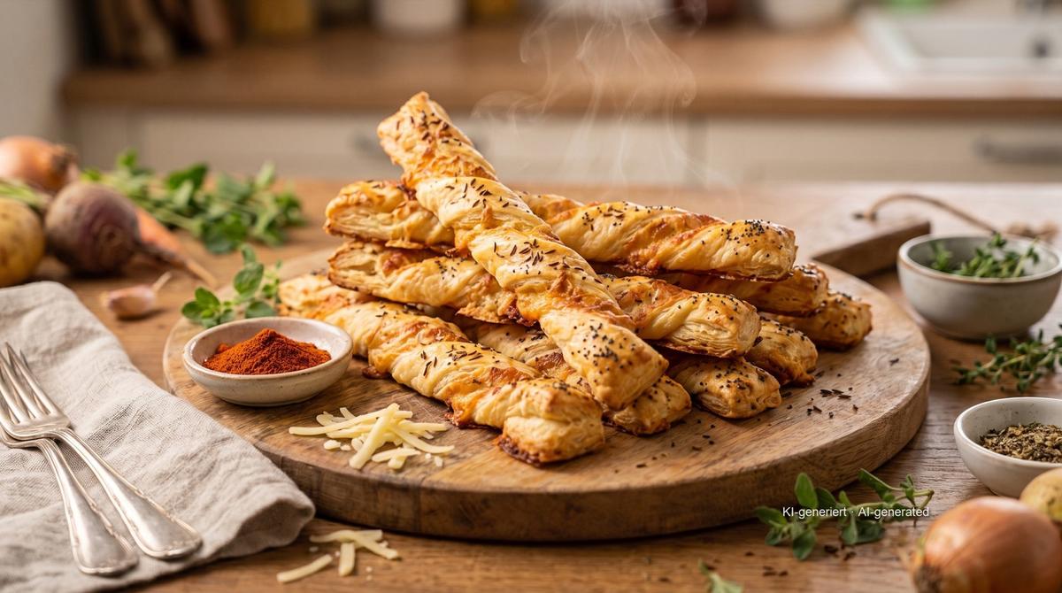 Torsades feuilletées au fromage à l'Airfryer – Rezept und Bild mit KI erstellt, redaktionell geprüft
