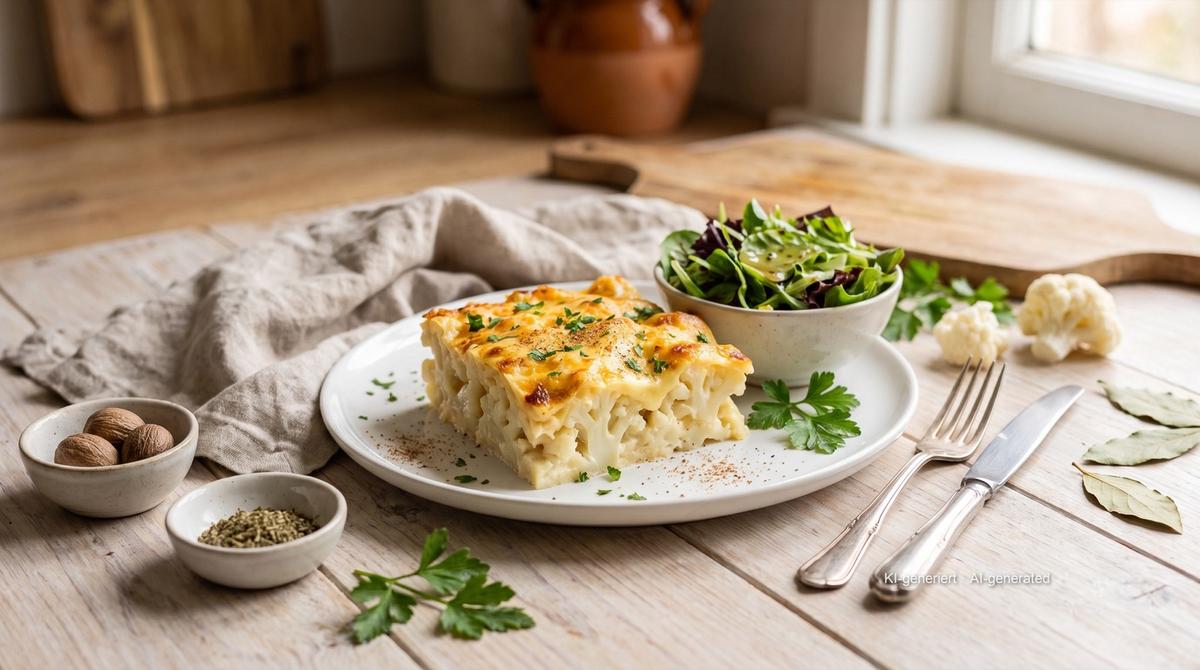 Gratin de chou-fleur en petit plat à l'airfryer – Rezept und Bild mit KI erstellt, redaktionell geprüft