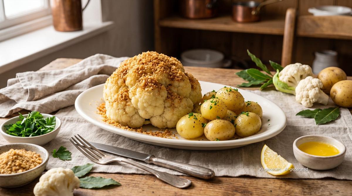 Chou-fleur à la chapelure – Rezept und Bild mit KI erstellt, redaktionell geprüft