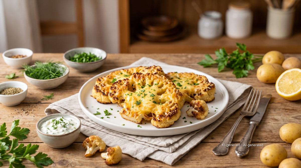 Steaks de chou-fleur à l'airfryer – Rezept und Bild mit KI erstellt, redaktionell geprüft