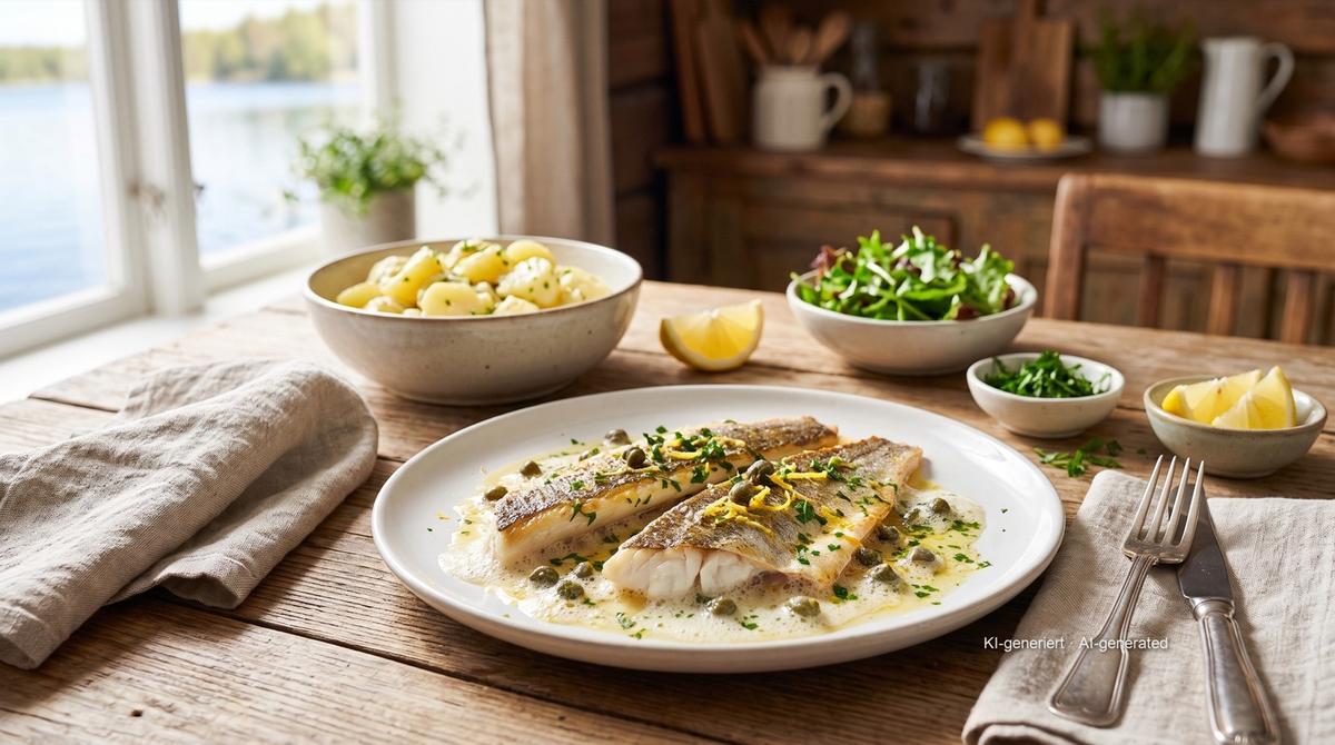 Bodenseefelchen aux câpres (corégone du lac de Constance) – Rezept und Bild mit KI erstellt, redaktionell geprüft