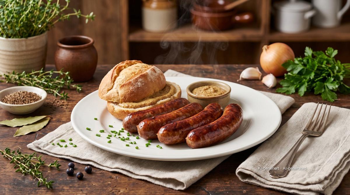 Bratwurst à l'airfryer – Rezept und Bild mit KI erstellt, redaktionell geprüft