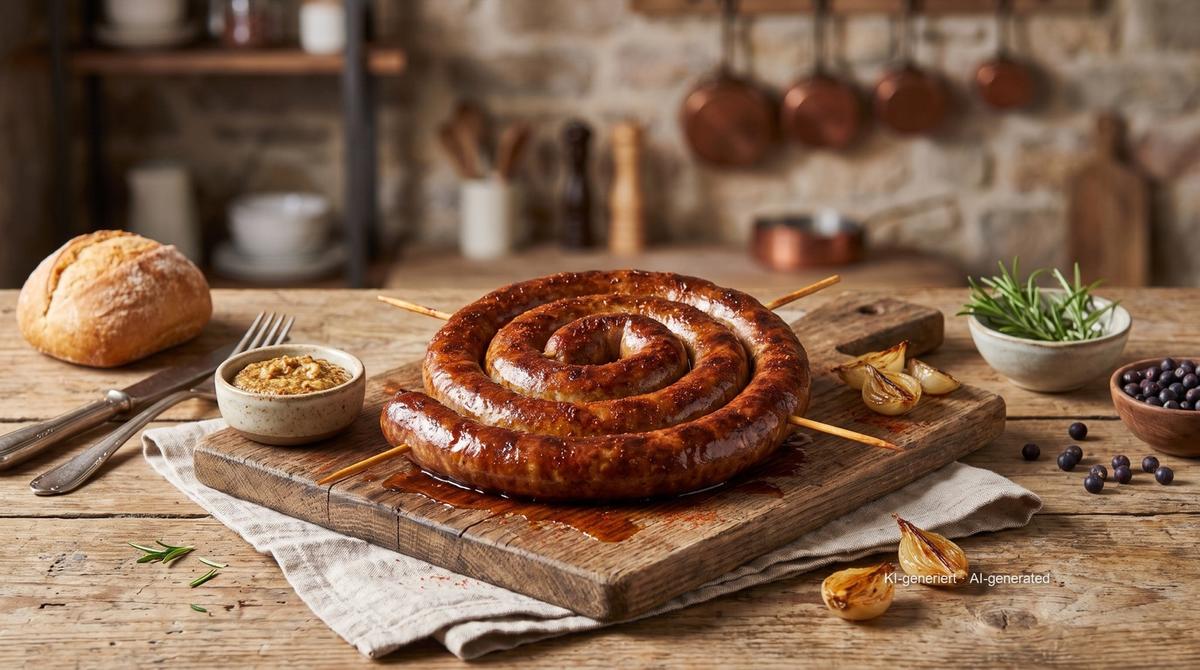 Bratwurstschnecke à l'airfryer (spirale de Bratwurst) – Recipe and image AI-created, editorially reviewed