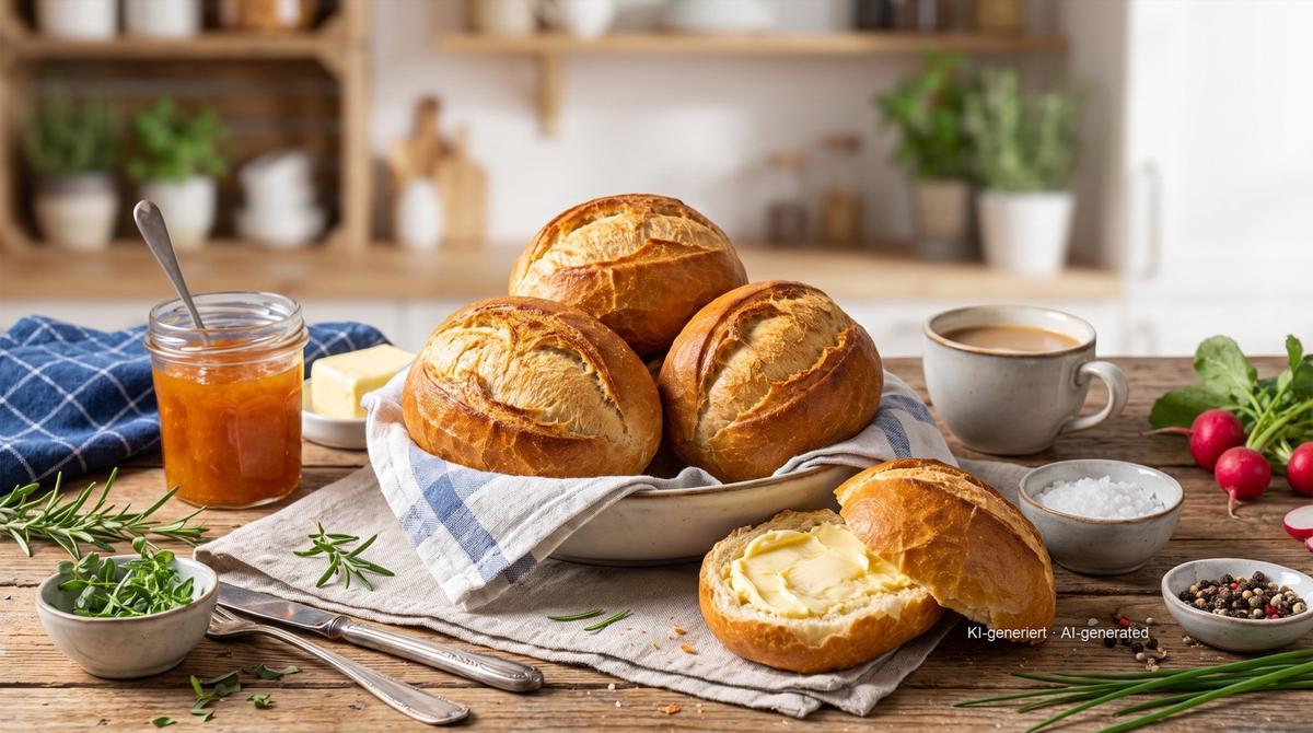 Odpiekanie bułek we frytkownicy beztłuszczowej — przepis podstawowy – Rezept und Bild mit KI erstellt, redaktionell geprüft