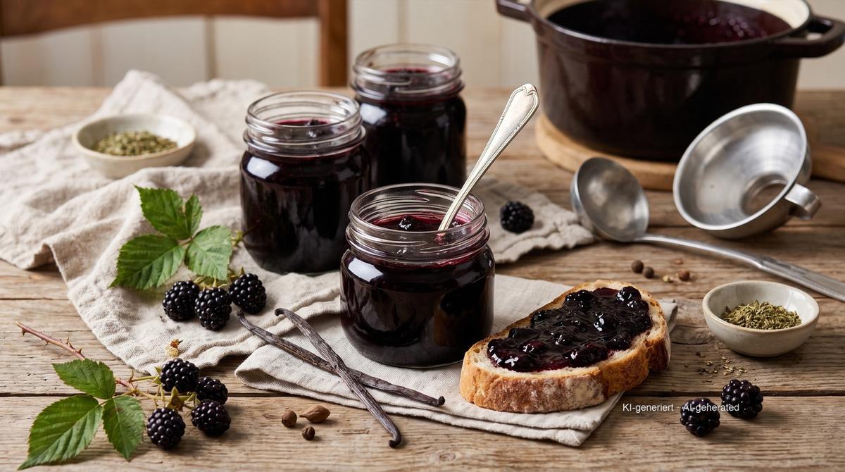 Confiture de mûres – Rezept und Bild mit KI erstellt, redaktionell geprüft