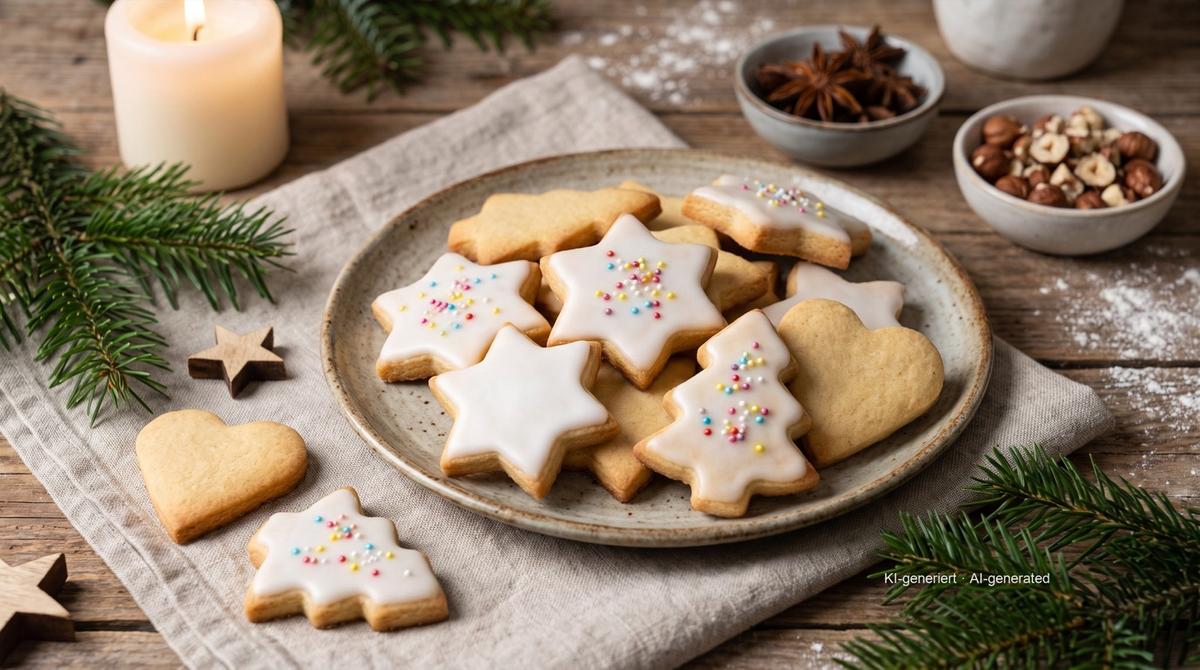 Butterplätzchen (sablés de Noël à découper) – Rezept und Bild mit KI erstellt, redaktionell geprüft