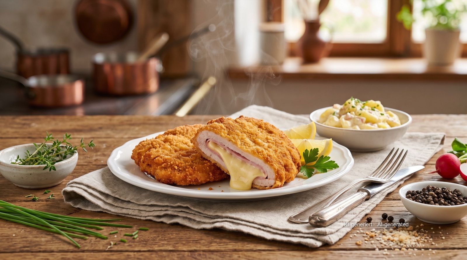 Cordon bleu à l'Airfryer – Rezept und Bild mit KI erstellt, redaktionell geprüft