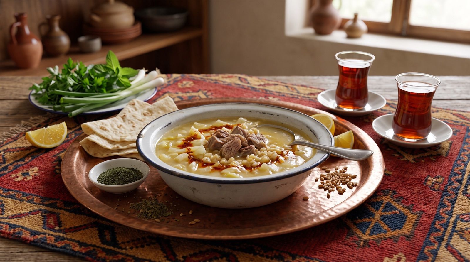 Çortî — Sauerkraut and Wheat Soup with Lamb