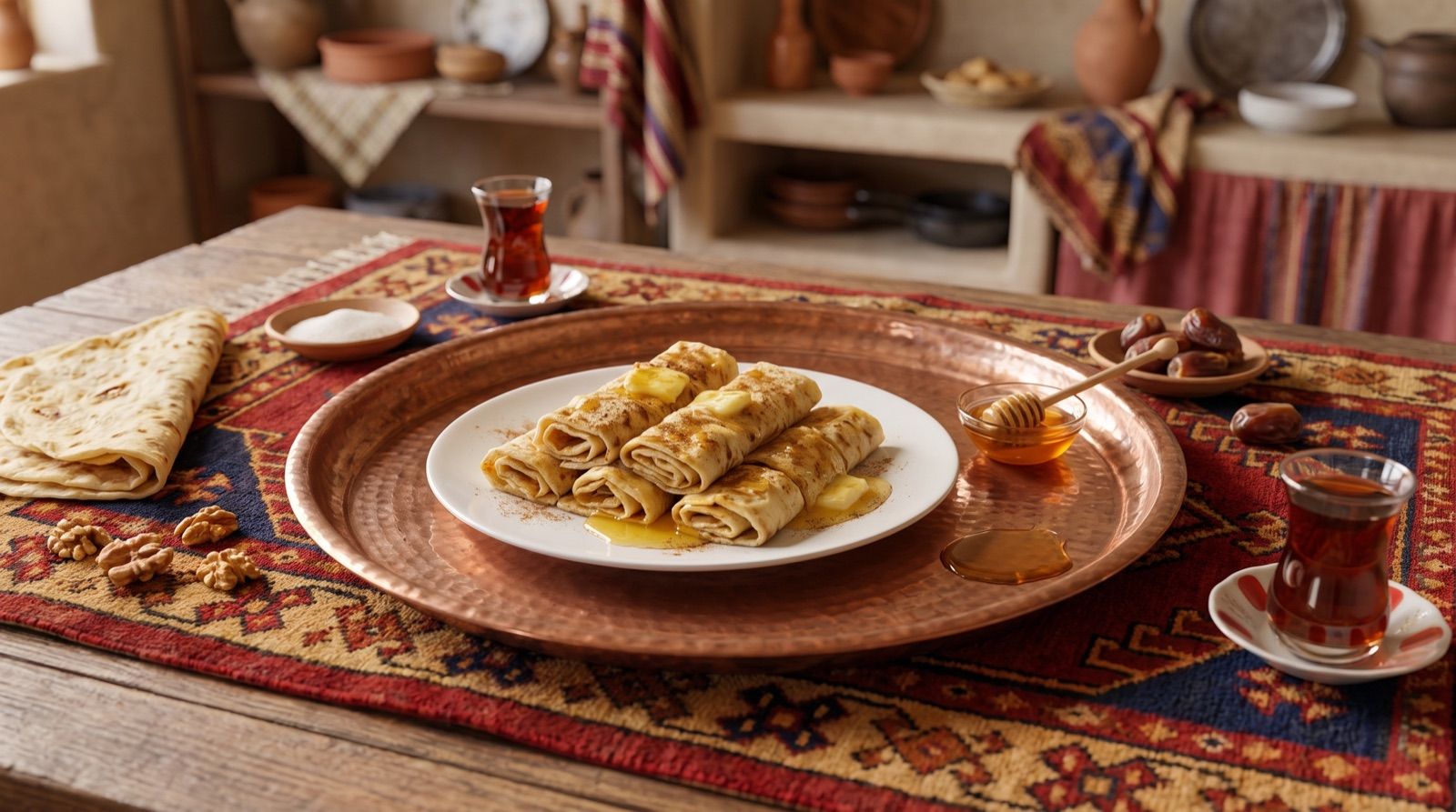 Doğirme — Brotröllchen mit Honig und Zimt