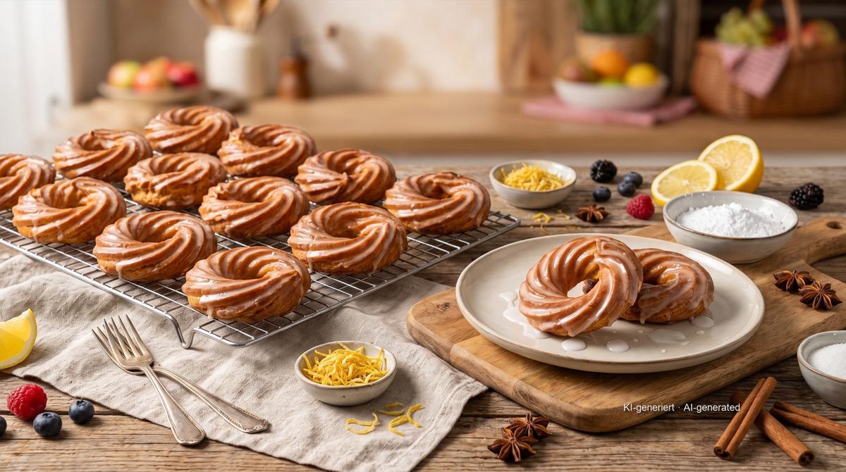Eberswalder Spritzkuchen (couronnes de pâte à choux frites) – Recipe and image AI-created, editorially reviewed