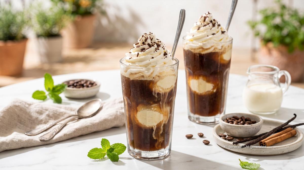 Eiskaffee (café glacé à la glace vanille) – Recipe and image AI-created, editorially reviewed