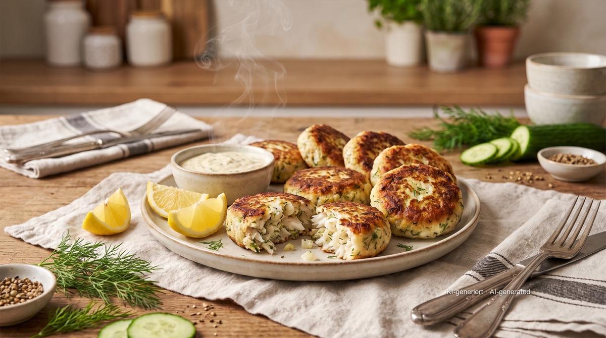Fischfrikadellen aus der Heißluftfritteuse – Rezept und Bild mit KI erstellt, redaktionell geprüft
