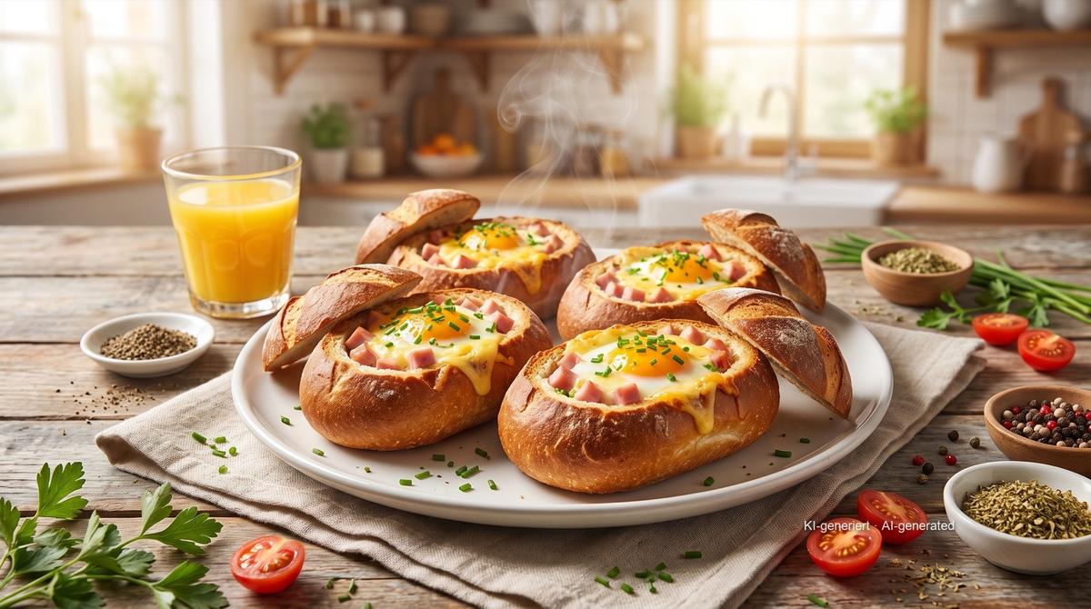 Barquitas de desayuno con huevo y jamón en airfryer – Recipe and image AI-created, editorially reviewed