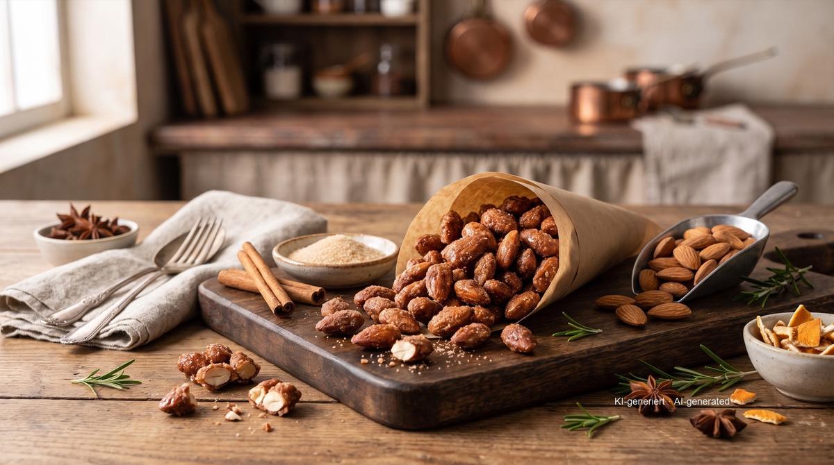 Gebrannte Mandeln (almond karamel kayu manis) dengan Air Fryer – Resep dan gambar dibuat dengan AI, telah diperiksa oleh tim redaksi