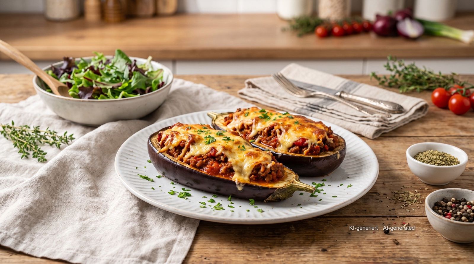Gevulde aubergines uit de airfryer