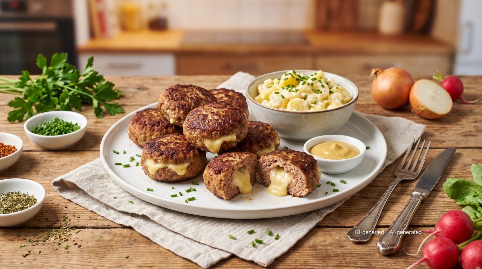 Gevulde gehaktballen met kaas uit de airfryer