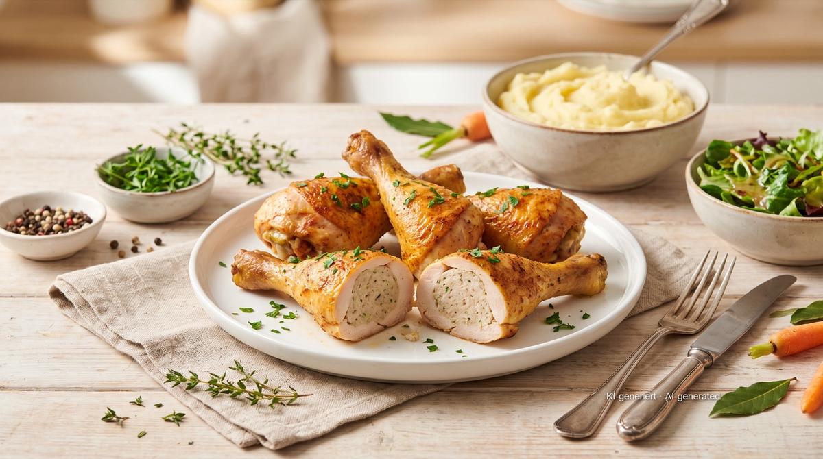Cosce di pollo ripiene in friggitrice ad aria – Rezept und Bild mit KI erstellt, redaktionell geprüft