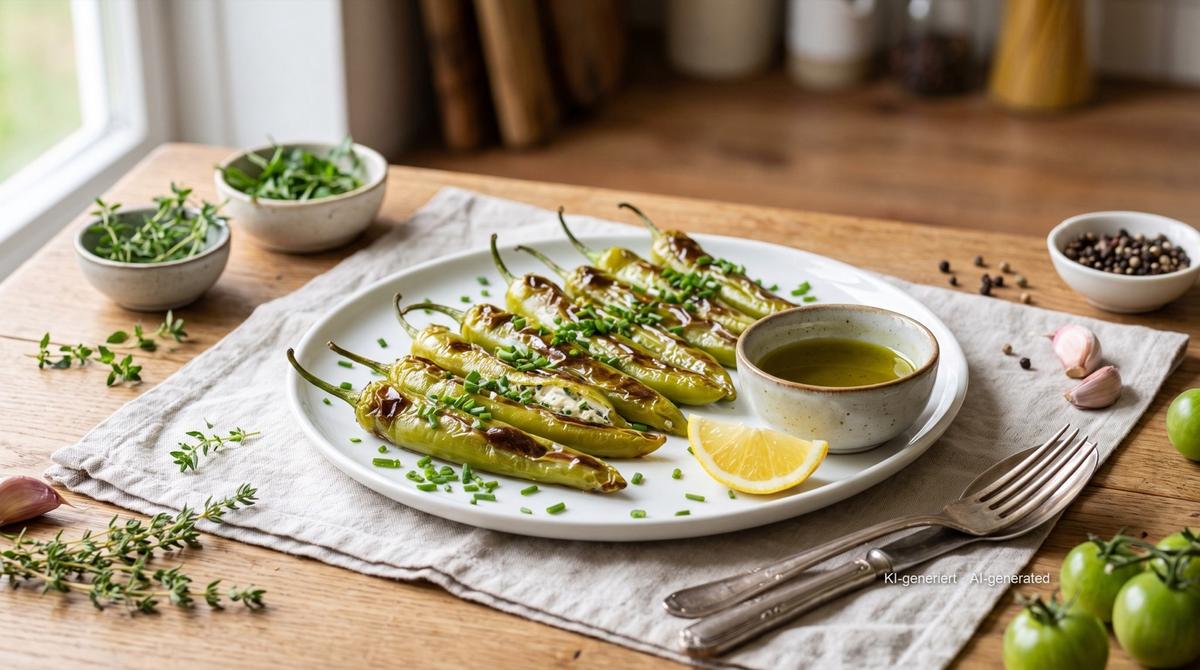 Peperoncini ripieni di formaggio fresco in friggitrice ad aria – Recipe and image AI-created, editorially reviewed