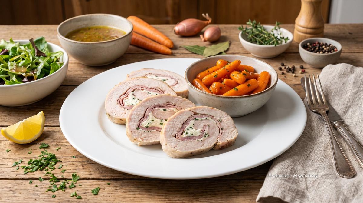 Gefüllte Putenschnitzel aus der Heißluftfritteuse – Rezept und Bild mit KI erstellt, redaktionell geprüft
