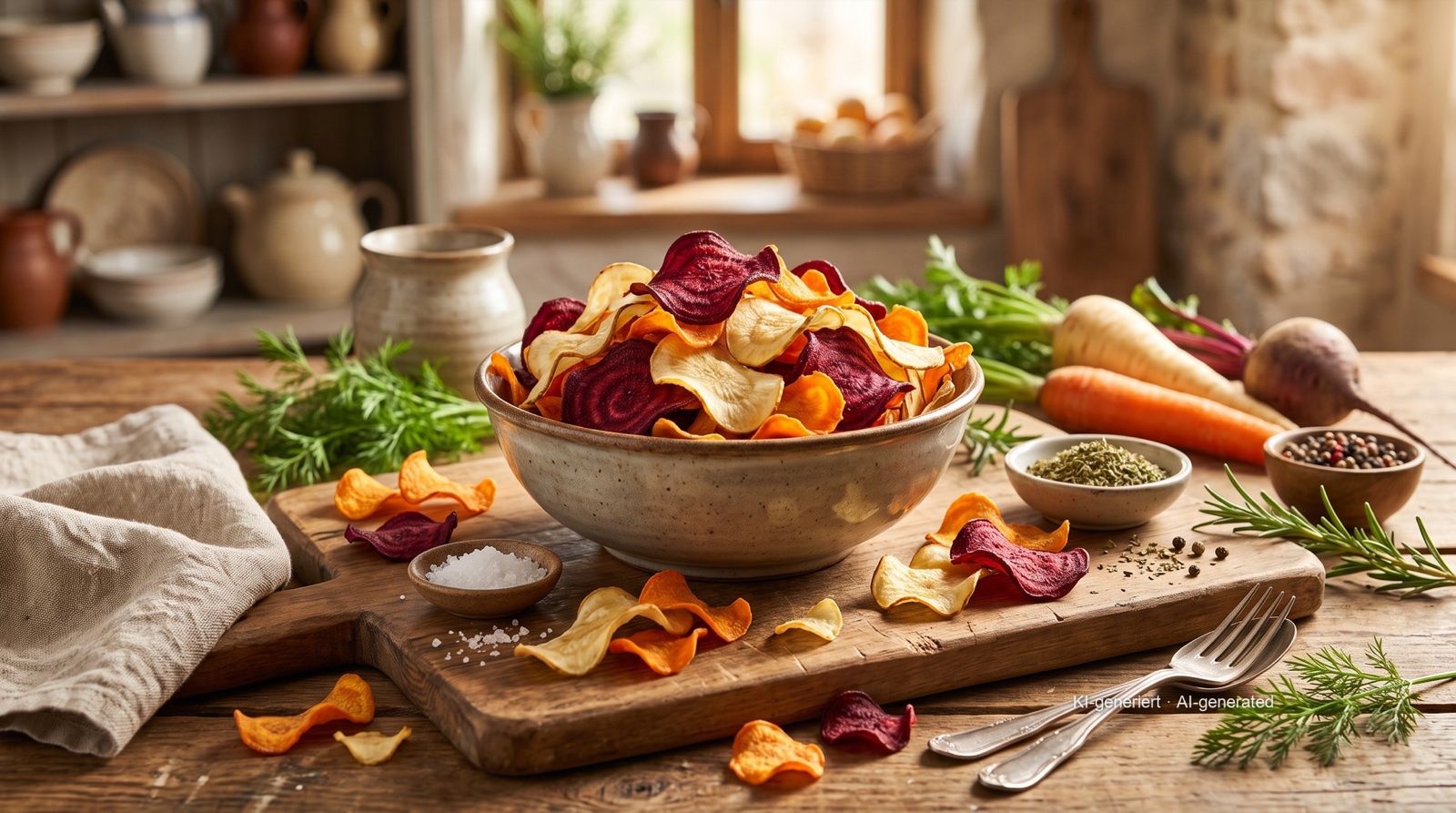 Zeleninové chipsy z horkovzdušné fritézy