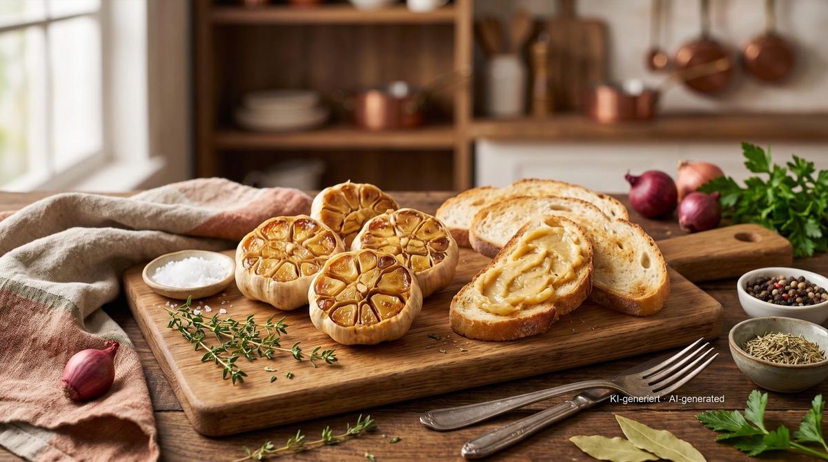 Geroosterde knoflookbollen uit de airfryer – Recept en afbeelding gemaakt met AI, redactioneel gecontroleerd