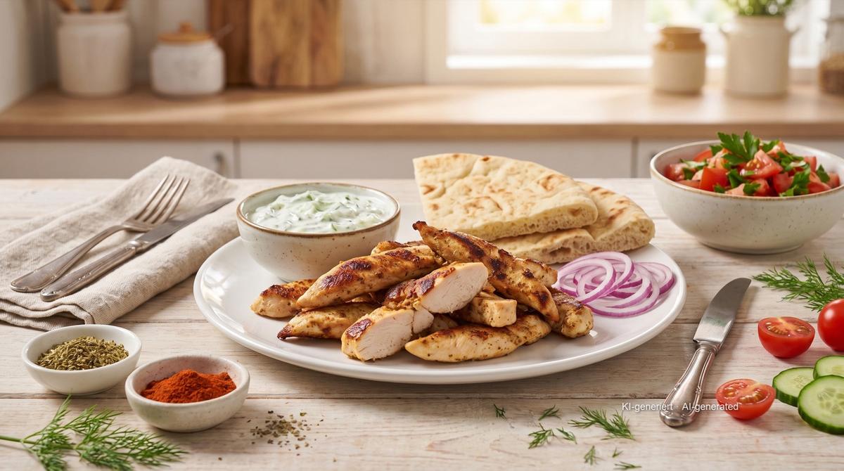 Kipgyros uit de airfryer – Recept en afbeelding gemaakt met AI, redactioneel gecontroleerd