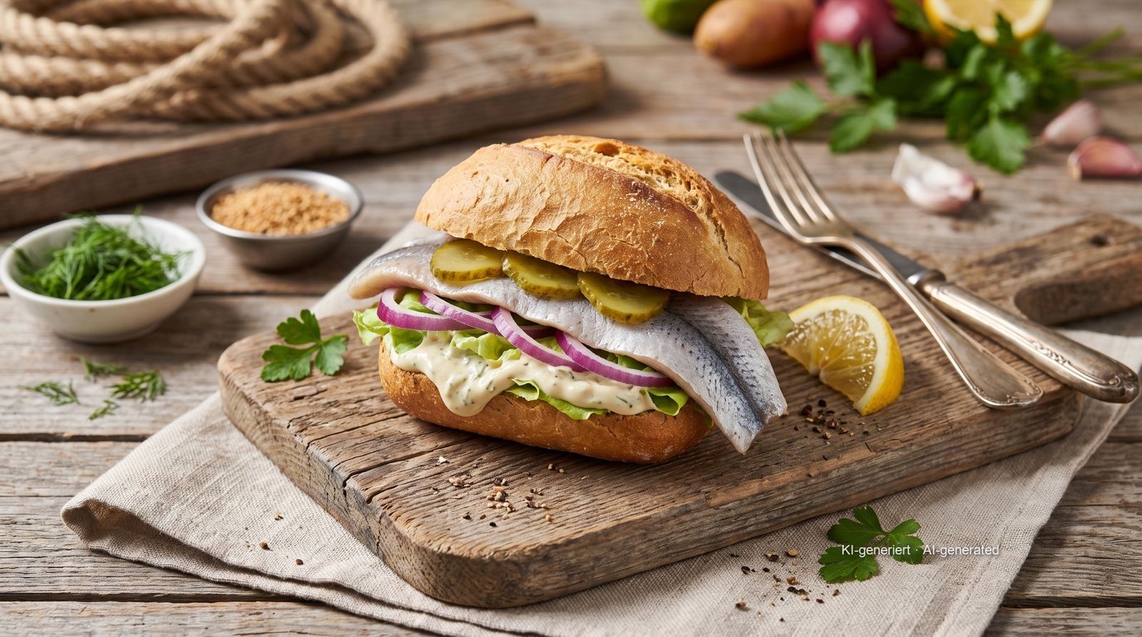 Hamburger Fischbrötchen (houska se sleděm Bismarck)