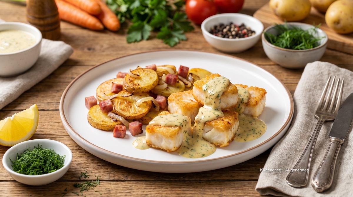 Hamburger Pannfisch aus der Heißluftfritteuse – Rezept und Bild mit KI erstellt, redaktionell geprüft