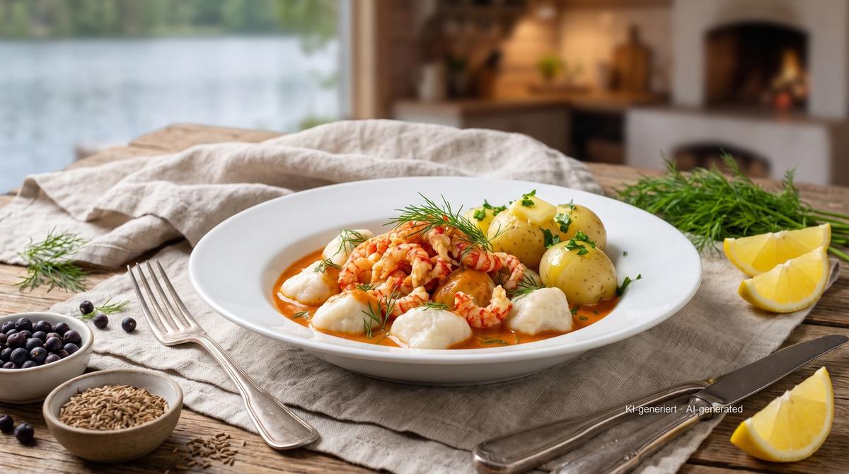 Pike Dumplings in Crayfish Sauce – Recipe and image AI-created, editorially reviewed