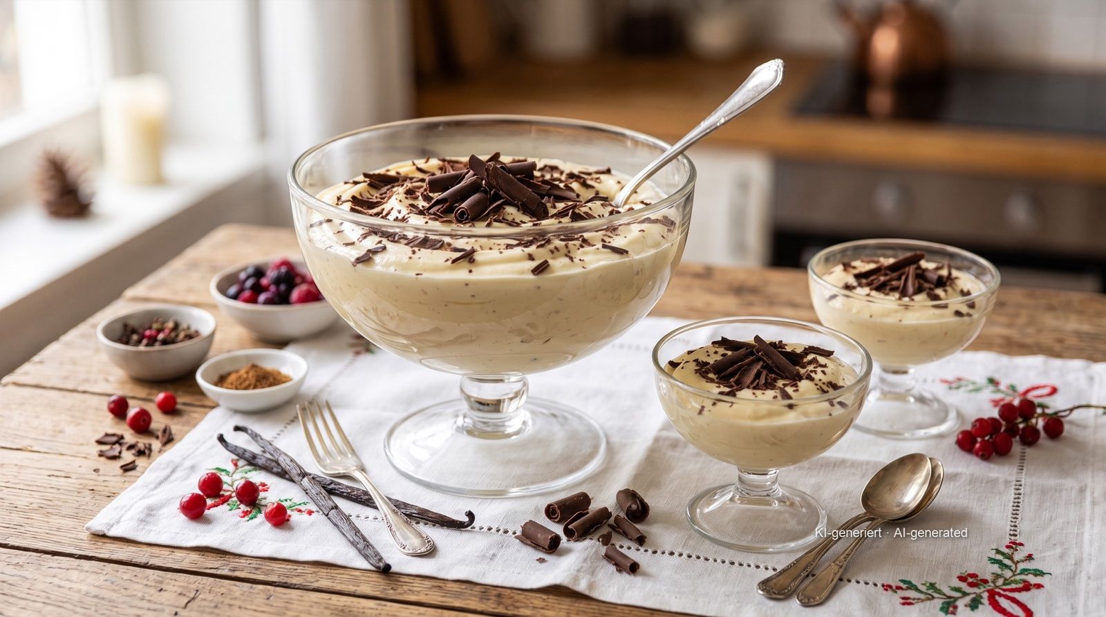 Herrencreme (vanillecrème met rum en chocolade)