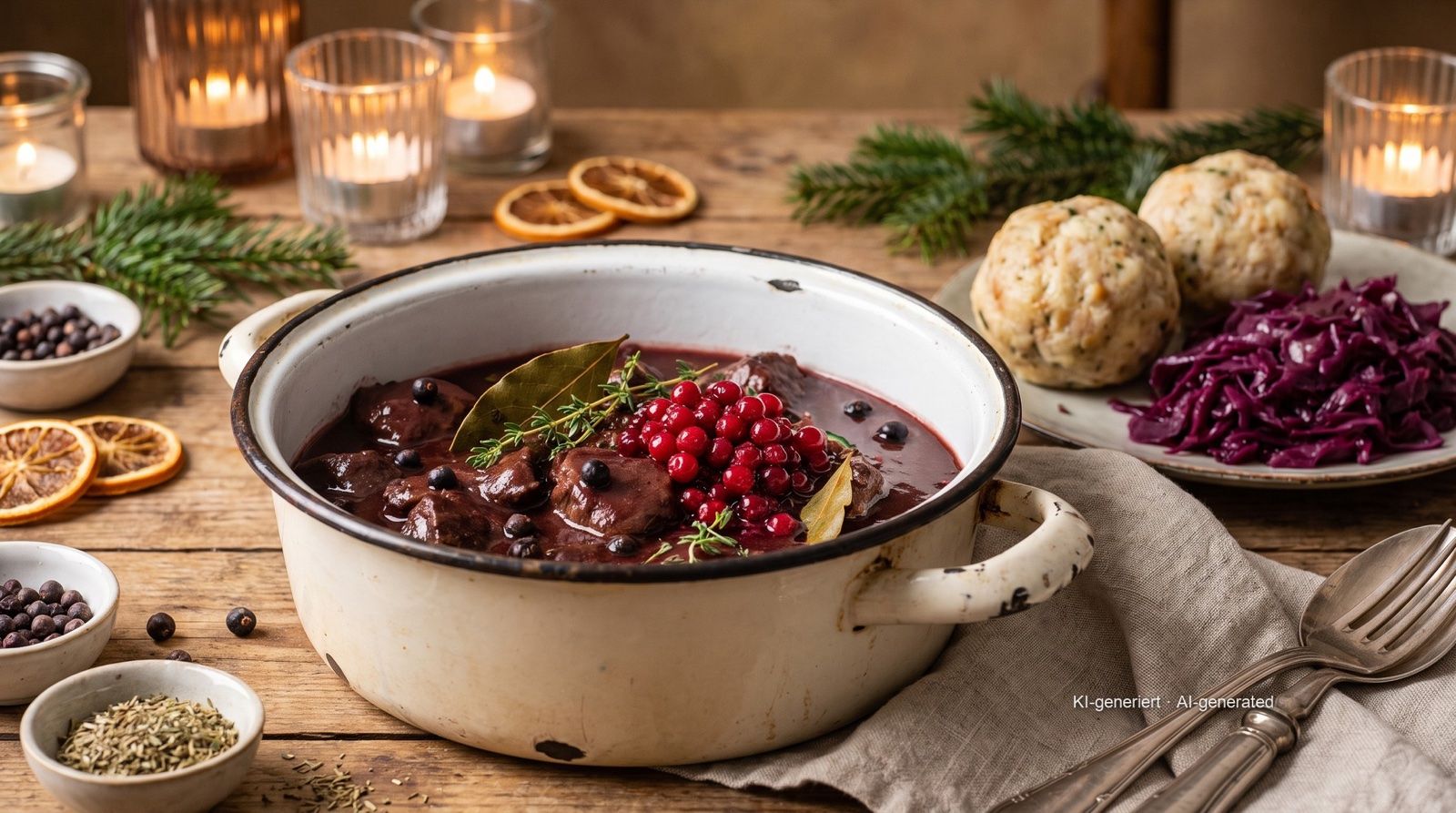 Hirschgulasch mit Preiselbeeren