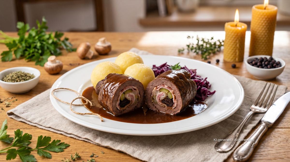 Hirschrouladen – Rezept und Bild mit KI erstellt, redaktionell geprüft