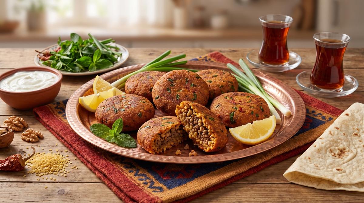 Irûq — frittierte Bulgur-Fleisch-Fladen – Rezept und Bild mit KI erstellt, redaktionell geprüft