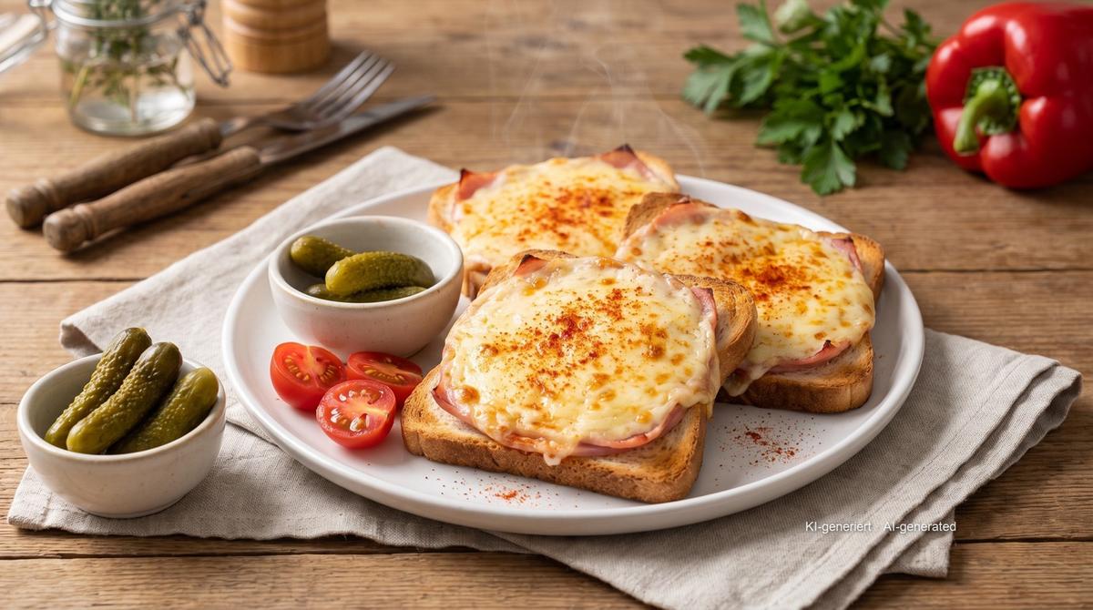 Käse-Schinken-Toast aus der Heißluftfritteuse – Rezept und Bild mit KI erstellt, redaktionell geprüft