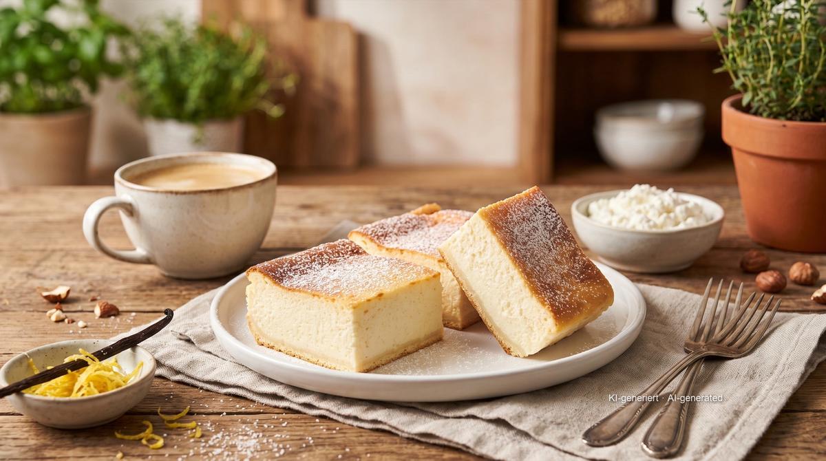 Torta al quark in stampo piccolo in friggitrice ad aria – Recipe and image AI-created, editorially reviewed